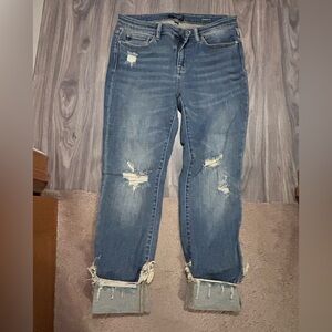 Judy Blue Distressed Ankle Jeans - Classic Blue